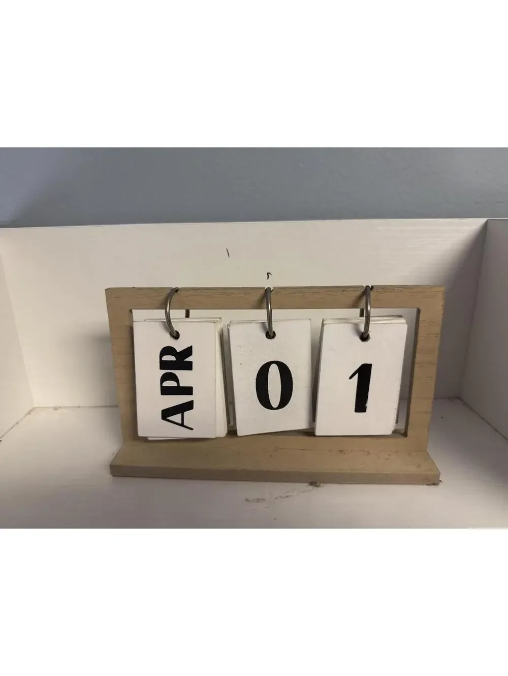 Wooden Perpetual Desk Calendar with Flip Date Cards